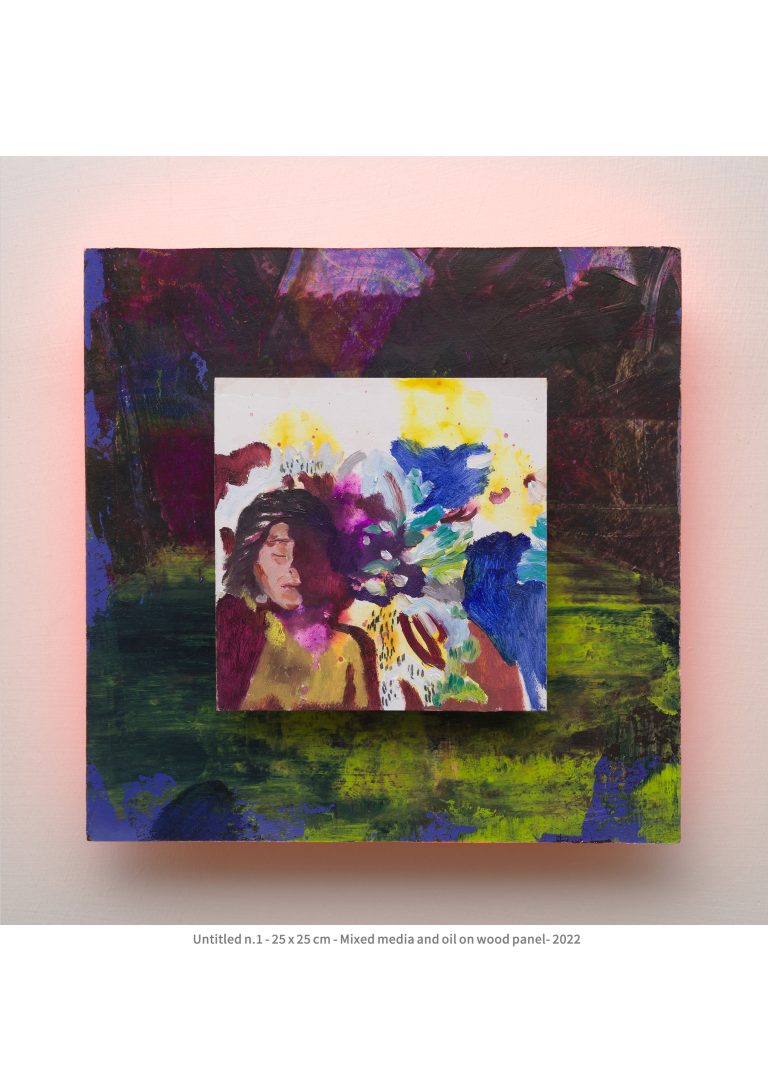 untitled n.1 - 25x25 cm - Mixed media and oil on wood panel - 2022